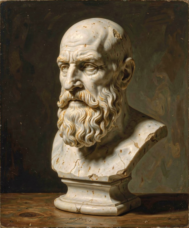 A marble bust of Socrates